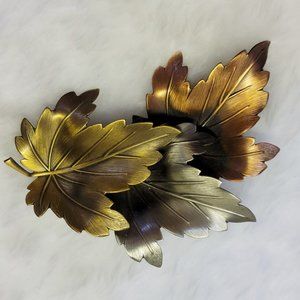 K & T brushed metal leaves brooch